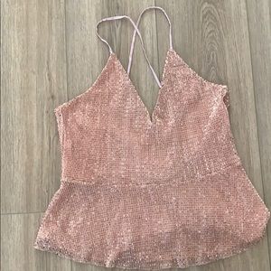 Express Rhinestone Rose Gold Top